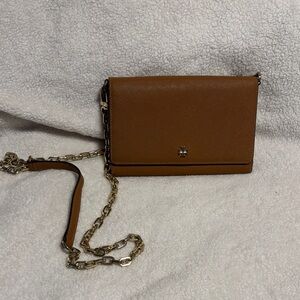 Tory Burch Brown Leather Chain Shoulder Bag